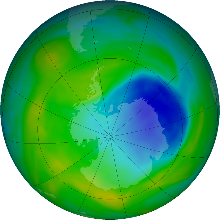 Antarctic ozone map for 29 November 2007